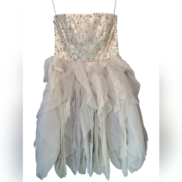 Alice + Olivia Dresses & Skirts - Alice + Olivia Silk Strapless Embellished Beaded Sequin Tulle Short Mini…